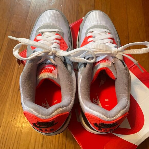 NIKE | air max 90 qs (gs) white/black-cool grey 6.5 youth NEW WITH BOX - Picture 4 of 10